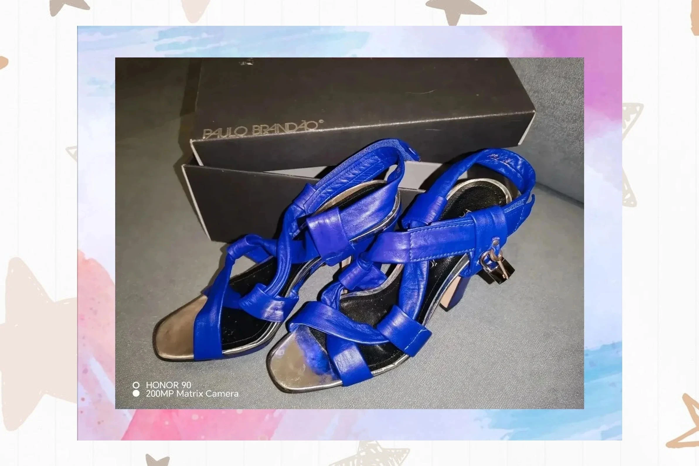 Sandalias de piel azul Paulo Brandão